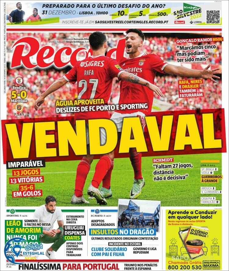 روزنامه ورزشی رکورد دوشنبه 28 شهریور 1401 