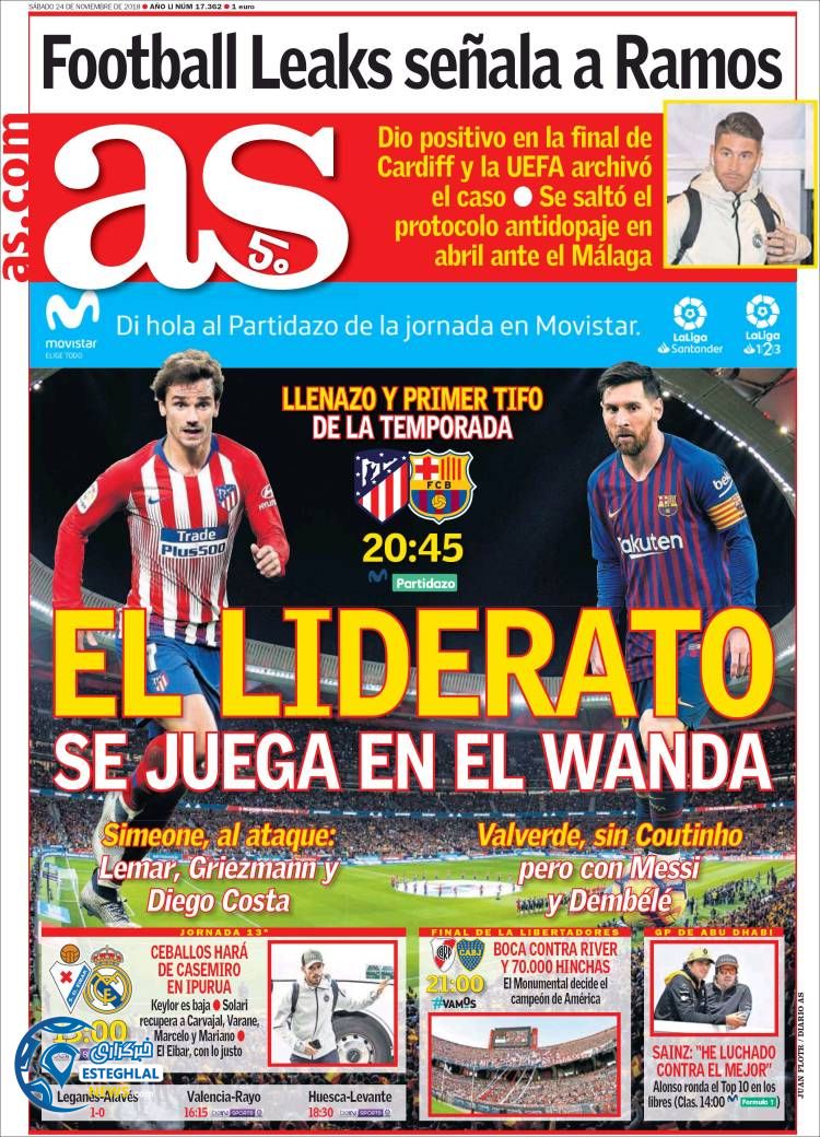 روزنامه ورزشی آ اس شنبه 3 آذر 1397