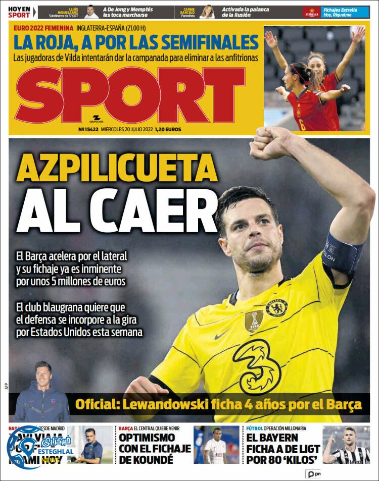 روزنامه ورزشی اسپورت چهارشنبه 29 تیر 1401