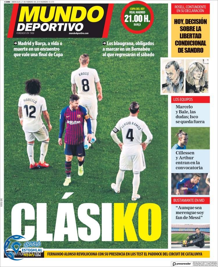 روزنامه ورزشی موندو دپورتیوو چهارشنبه 8 اسفند 1397