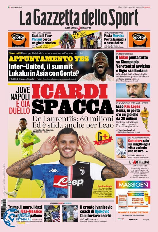 روزنامه ورزشی گاتزتا دلو اسپورت شنبه 15 تیر 1398 