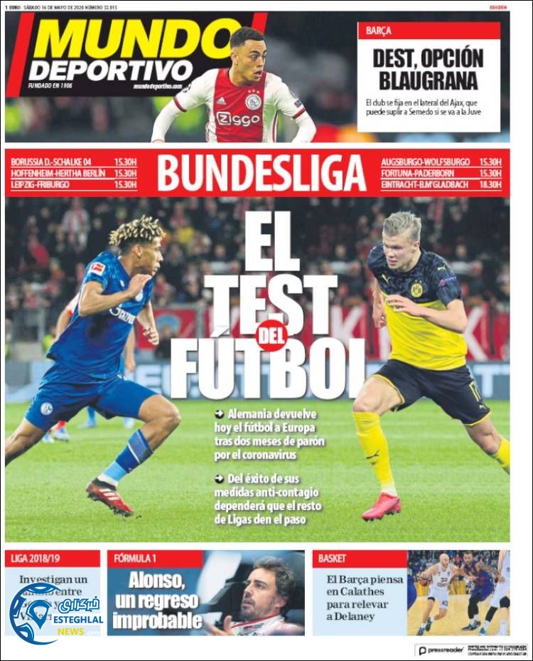 روزنامه ورزشی موندو دپورتیوو شنبه 27 اردیبهشت 1399