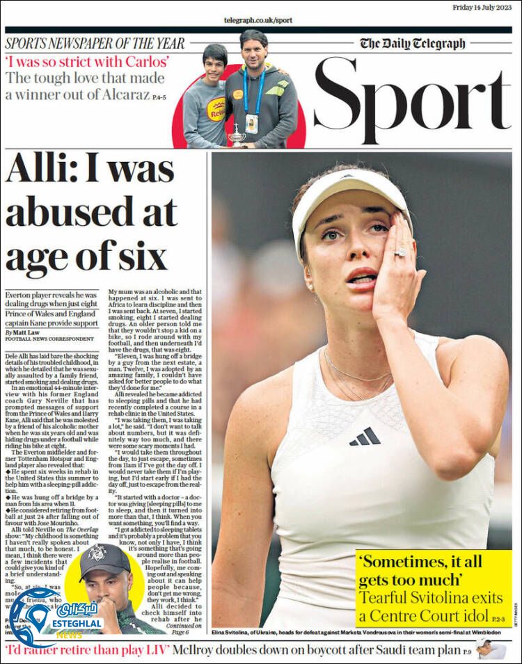 روزنامه ورزشی تلگراف اسپورت جمعه 23 تیر 1402 