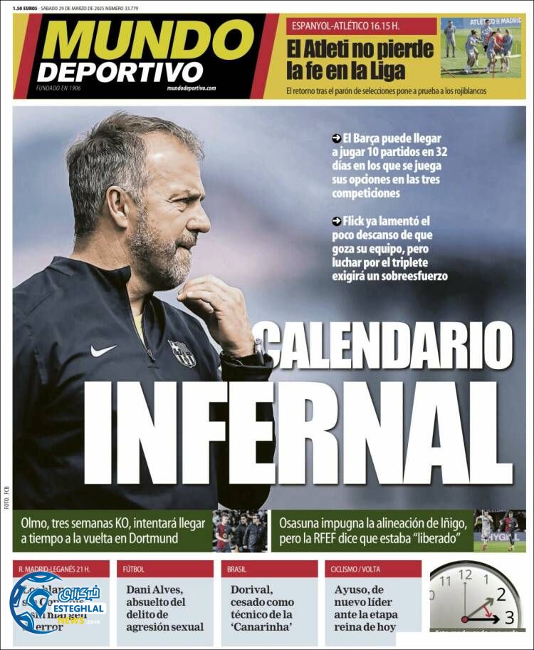 روزنامه  ورزشی موندو دپورتیوو شنبه 9 فروردین 1404 