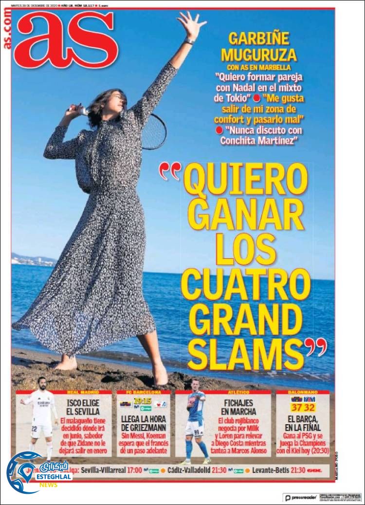 روزنامه ورزشی آاس سه شنبه 9 دی 1399