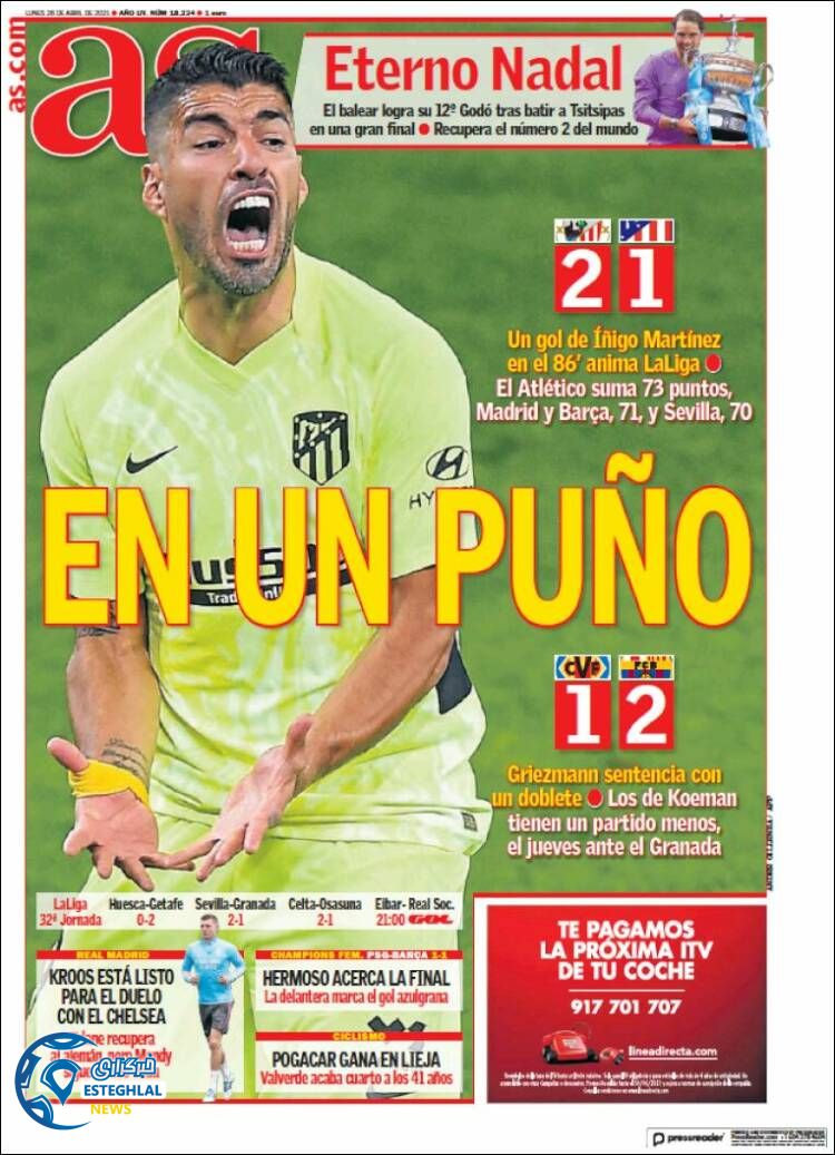 روزنامه ورزشی آ اس دوشنبه 6 اردیبهشت 1400