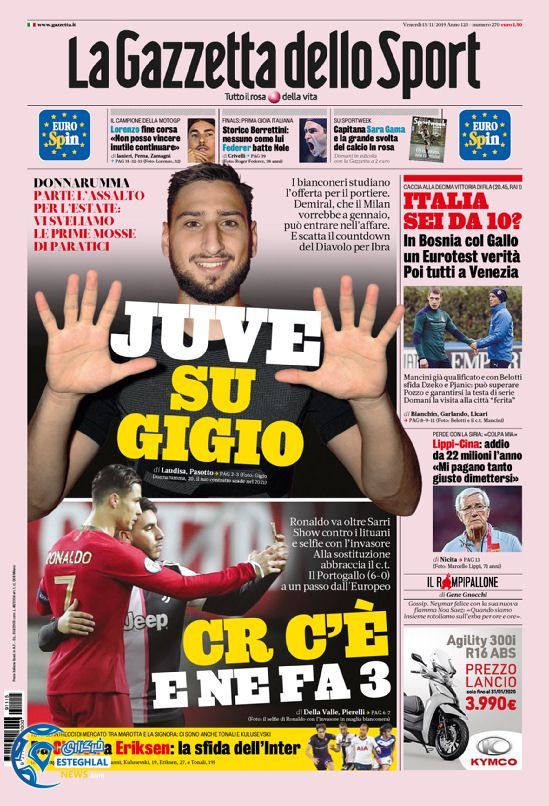 روزنامه ورزشی گاتزتا دلو اسپورت جمعه 24 آبان 1398