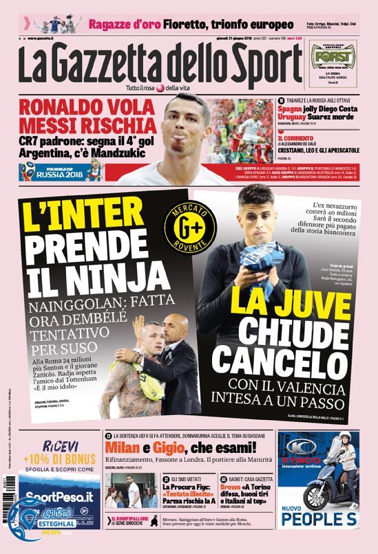 روزنامه ورزشی گاتزتا دلو اسپورت پنجشنبه 31 خرداد 1397