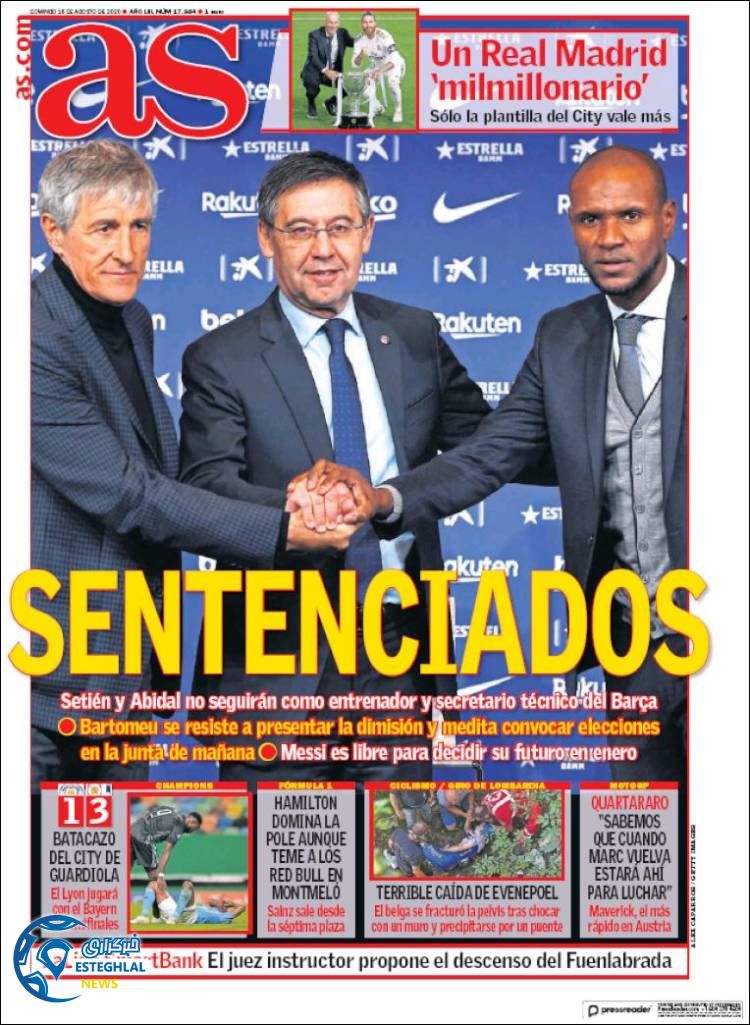 روزنامه ورزشی آاس یکشنبه 26 مرداد 1399