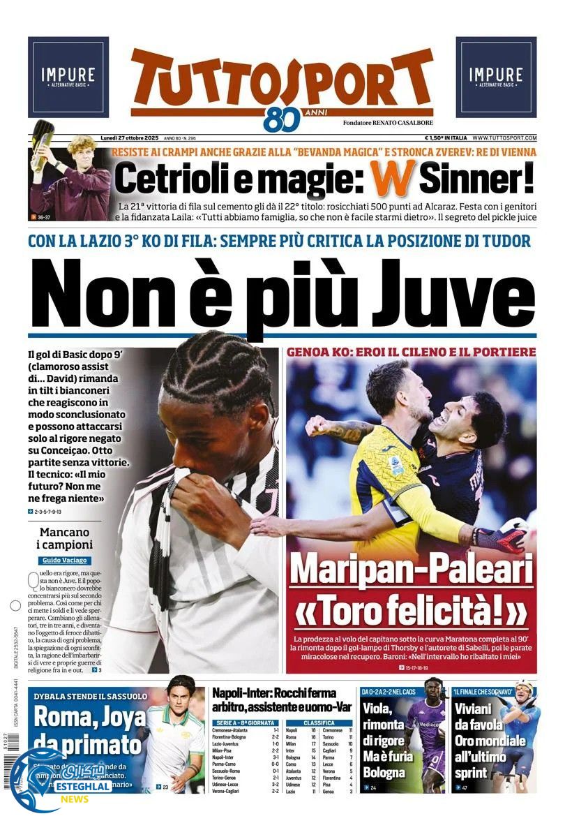 روزنامه  ورزشی توتو اسپورت دوشنبه 5 آبان 1404 