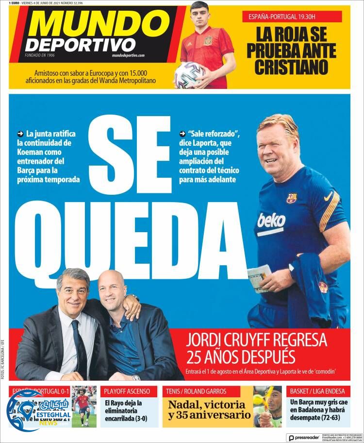 روزنامه ورزشی موندو دپورتیوو جمعه 14 خرداد 1400