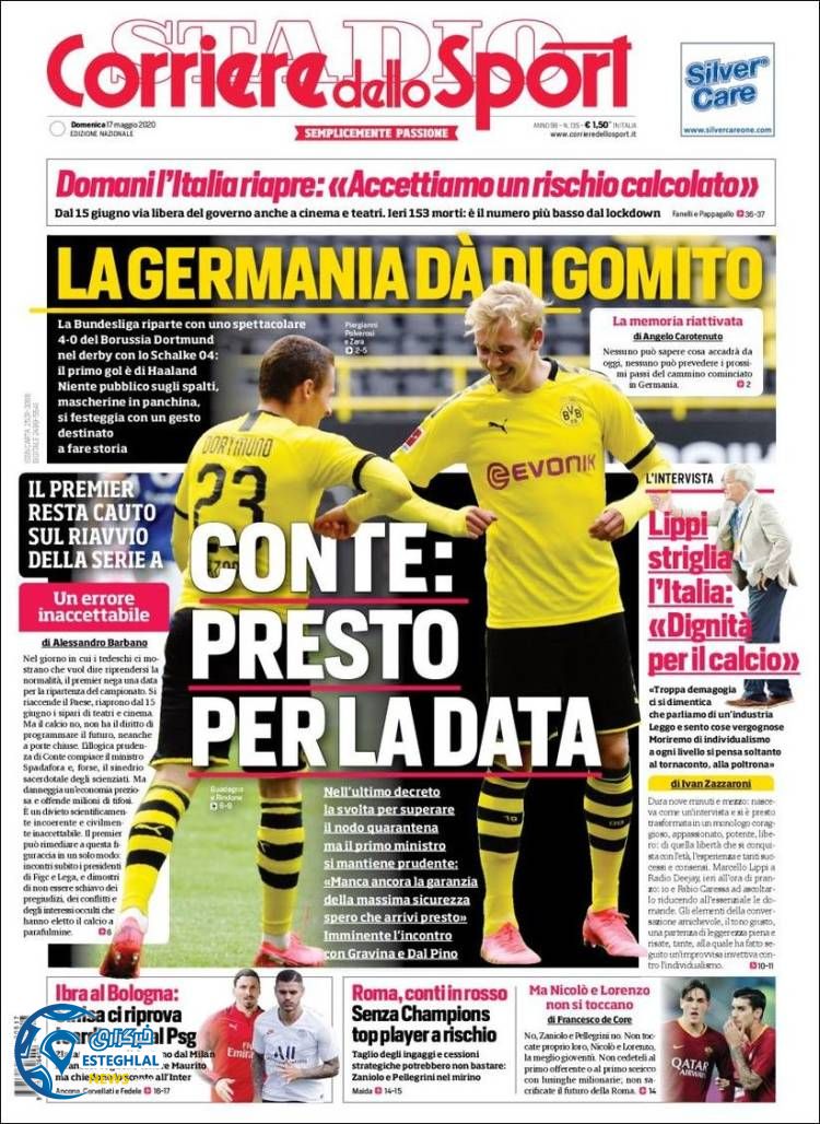 روزنامه ورزشی کوریره دلو اسپورت یکشنبه 28 اردیبهشت 1399