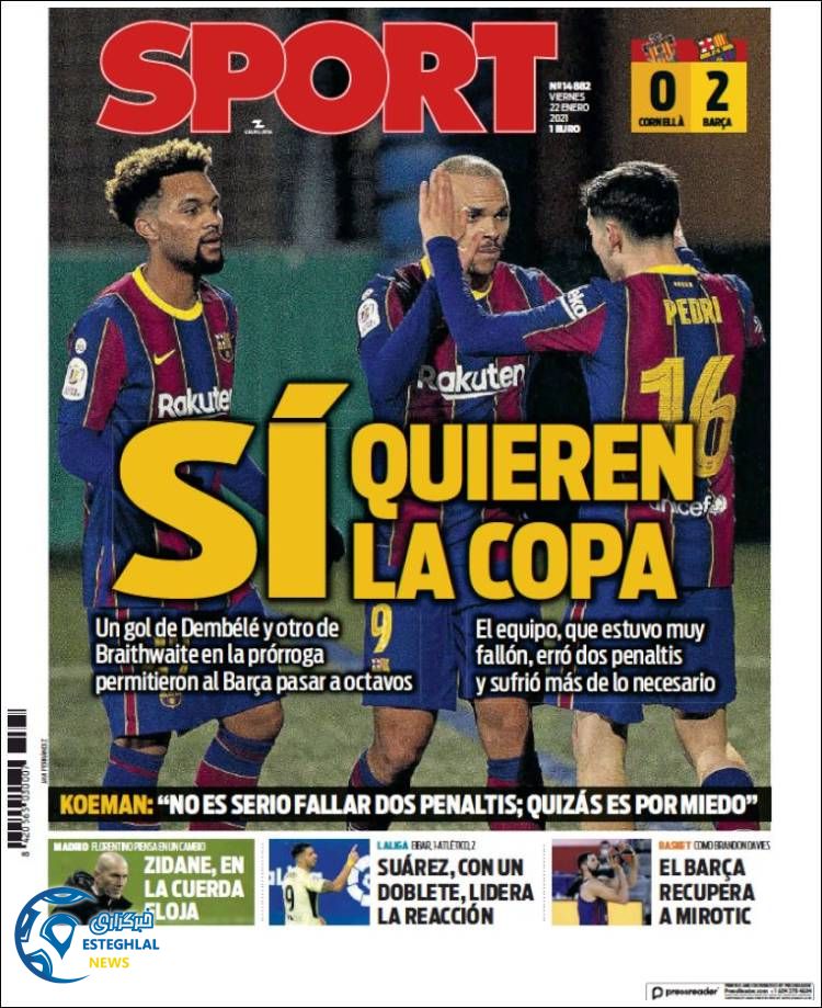 روزنامه ورزشی اسپورت جمعه 3 بهمن 1399