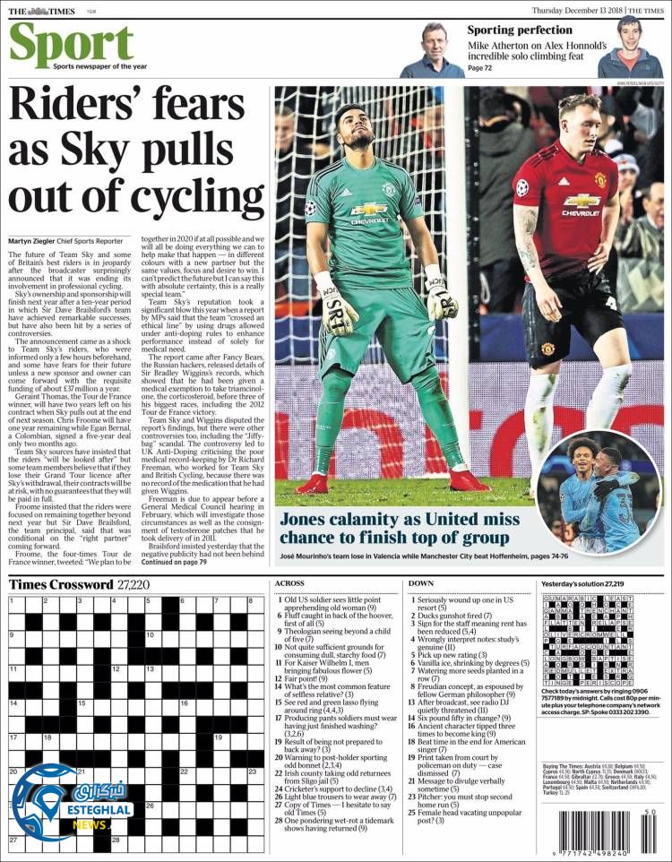 روزنامه ورزشی تایم اسپورت پنجشنبه 22 آذر 1397