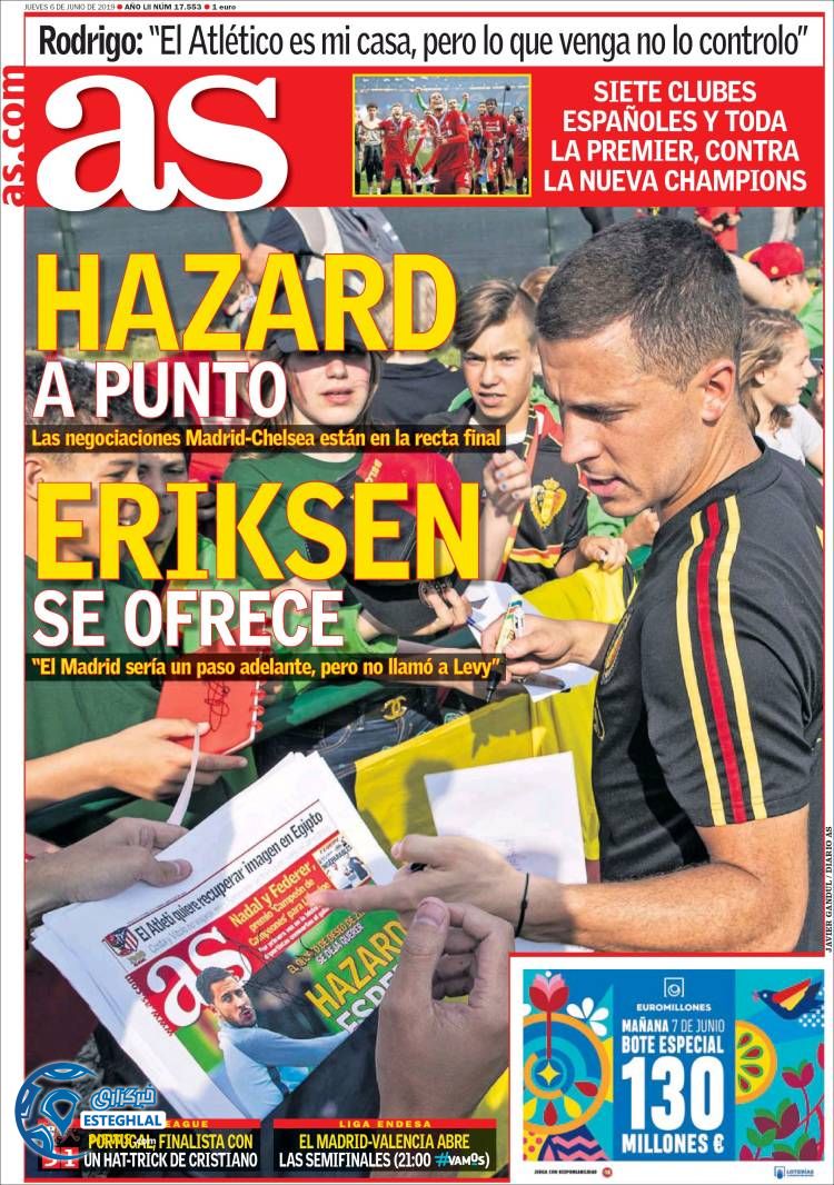 روزنامه ورزشی آاس پنجشنبه 16 خرداد 1398