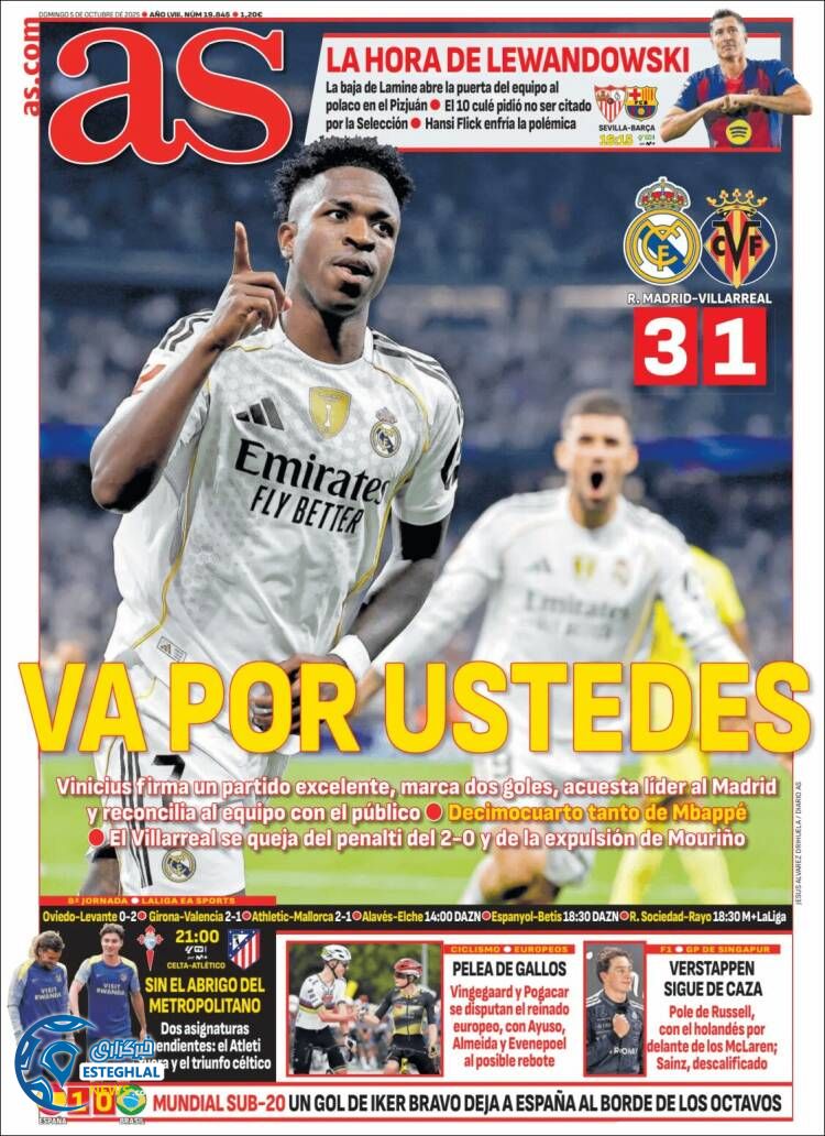 روزنامه  ورزشی آ اس  یکشنبه 13 مهر 1404 