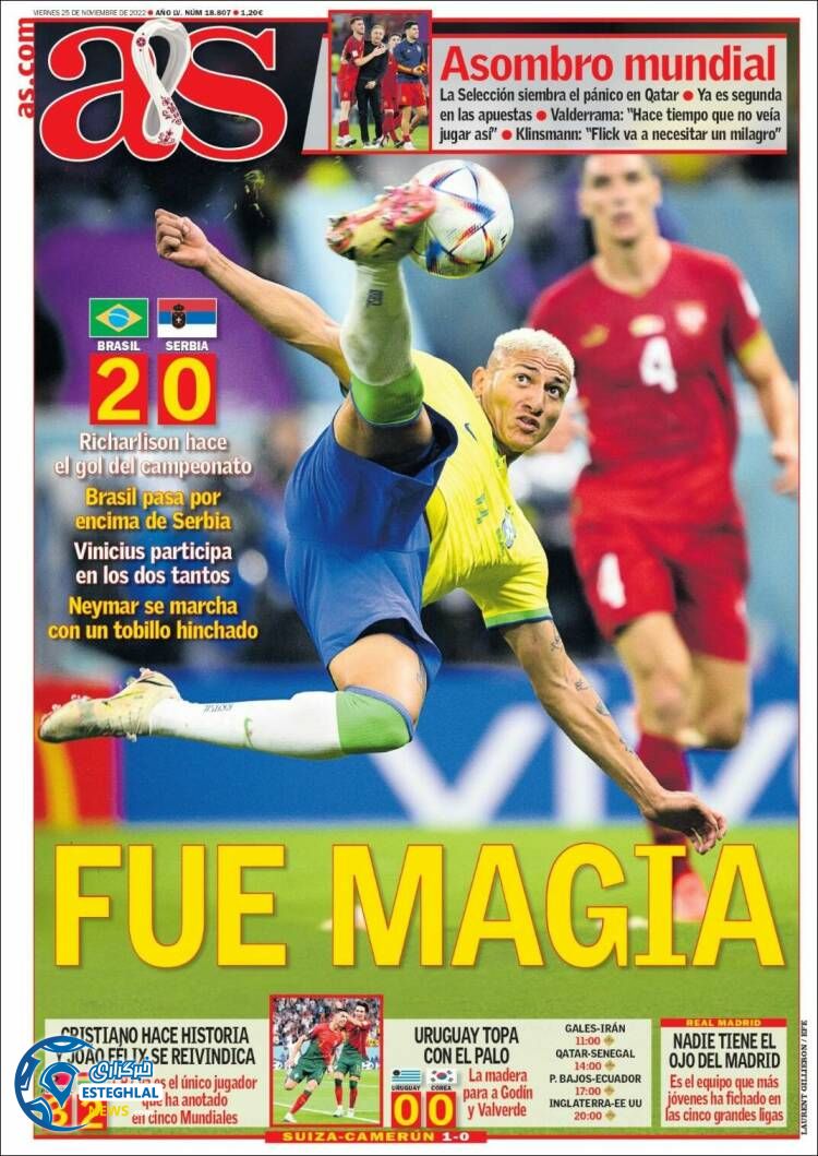 روزنامه  ورزشی آ اس جمعه 4 آذر 1401 