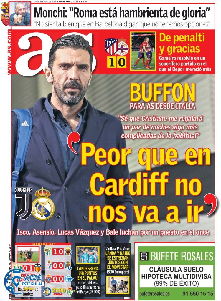 روزنامه ورزشی آ اس دوشنبه 13 فروردین 1397