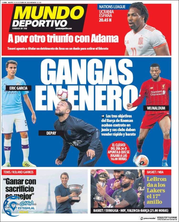 روزنامه ورزشی موندو دپورتیوو سه شنبه 22 مهر 1399