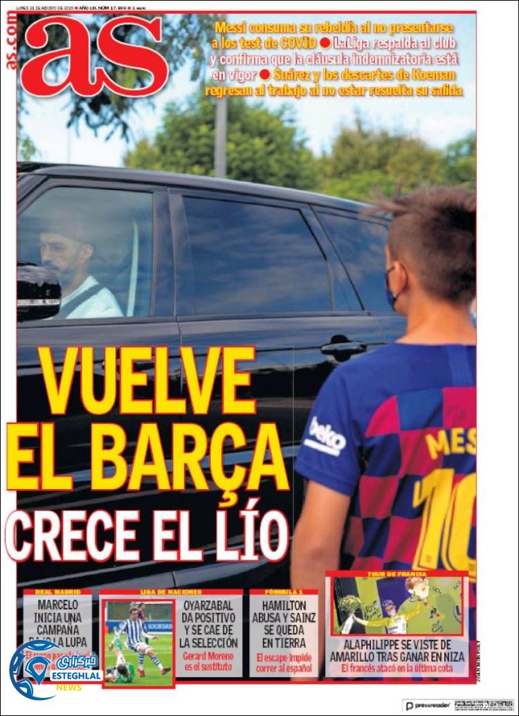 روزنامه ورزشی آاس دوشنبه 10 شهریور 1399