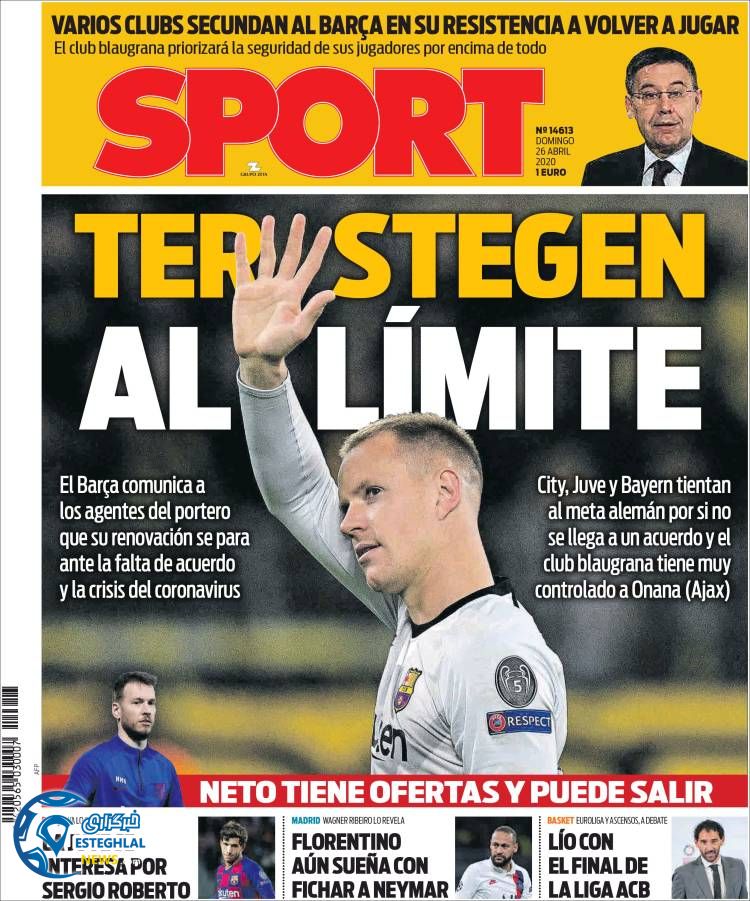 روزنامه ورزشی اسپورت یکشنبه 7 اردیبهشت 1399