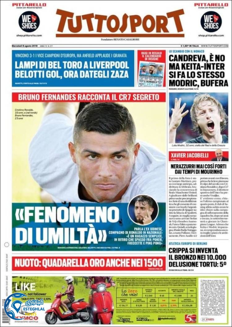 روزنامه ورزشی توتو اسپورت چهارشنبه 17 مرداد 1397