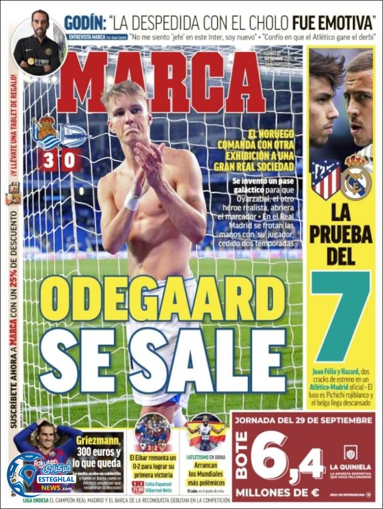 روزنامه ورزشی مارکا جمعه 5 مهر 1398