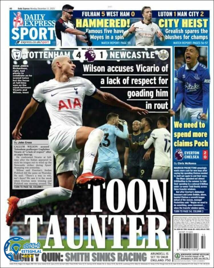 روزنامه ورزشی اکسپرس اسپورت دوشنبه 20 آذر 1402 