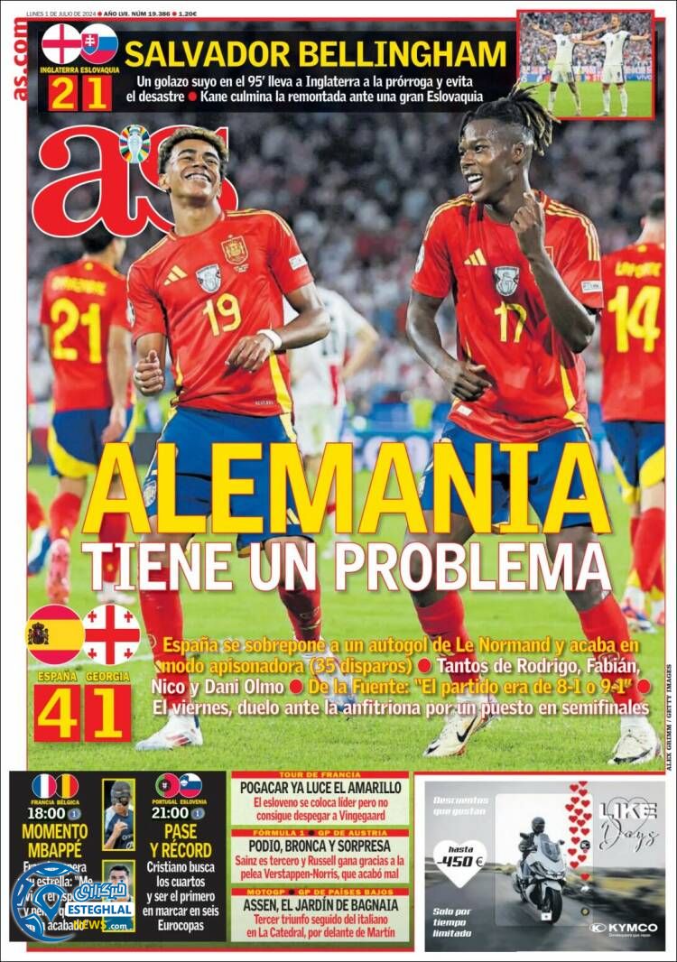 روزنامه ورزشی آ اس دوشنبه 11 تیر 1403 