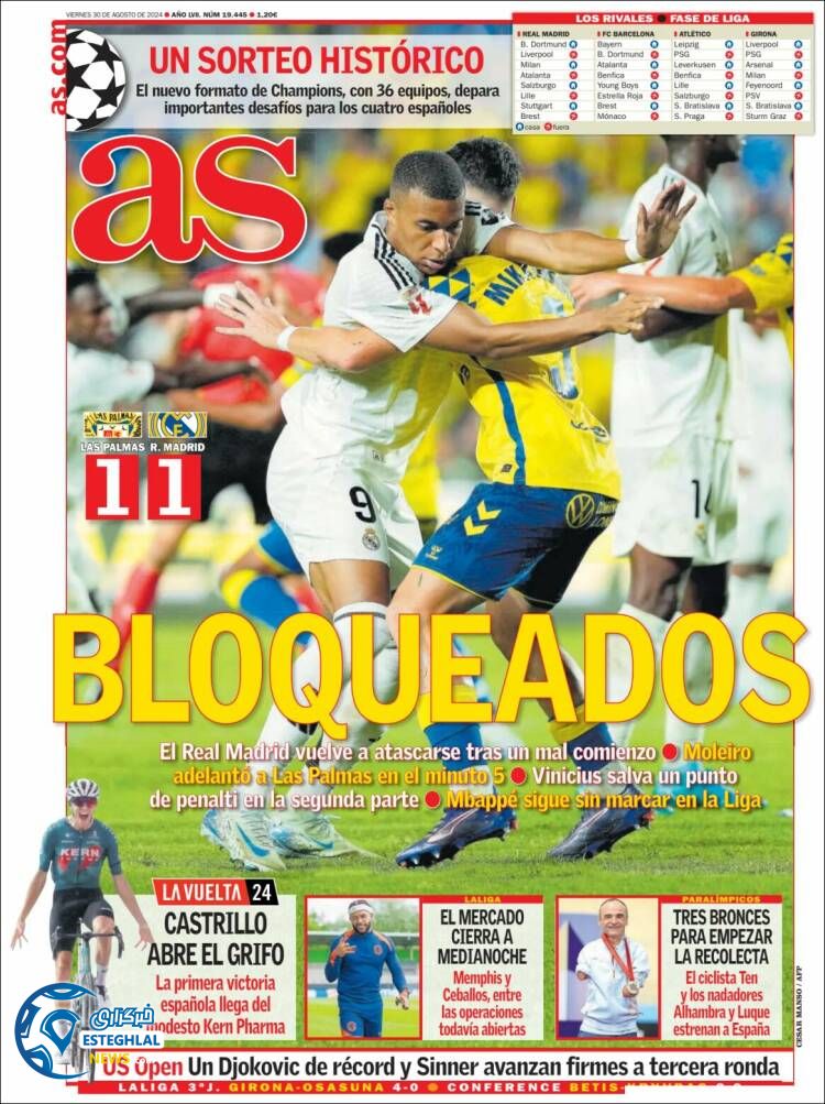 روزنامه ورزشی آ اس جمعه 9 شهریور 1403 