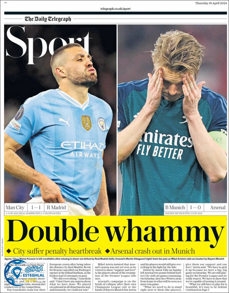 روزنامه ورزشی تلگراف اسپورت پنجشنبه 30 فروردین 1403 