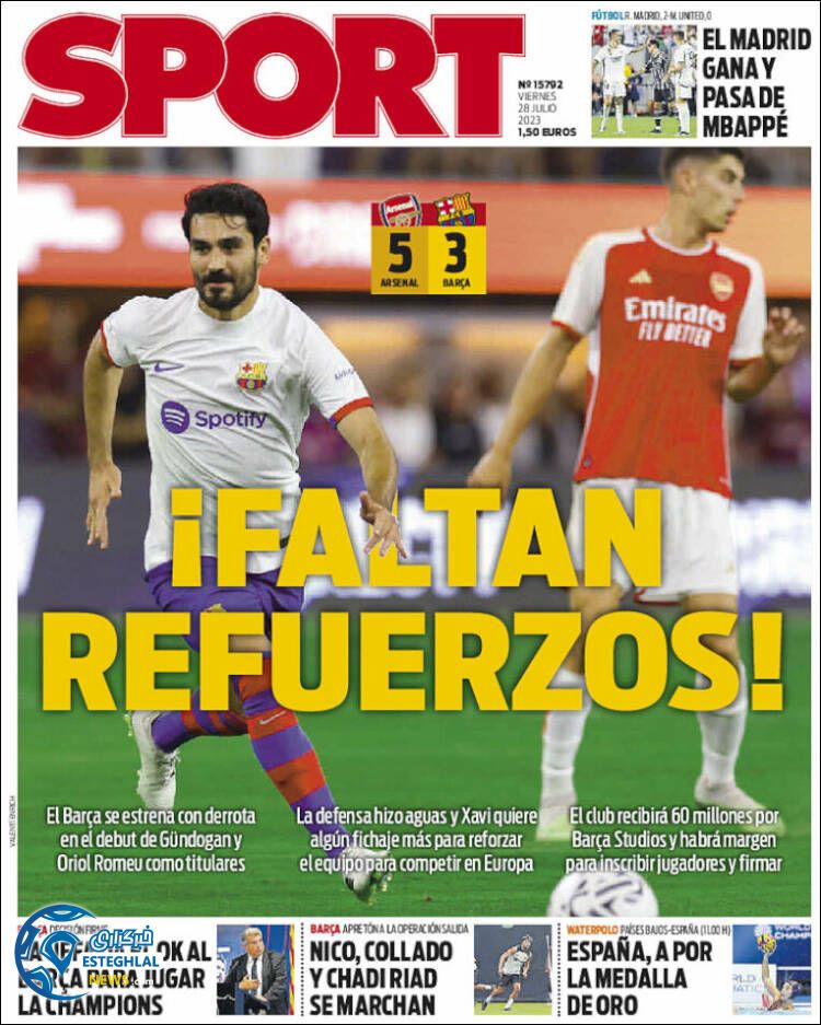 روزنامه ورزشی اسپورت جمعه 6 مرداد 1402 