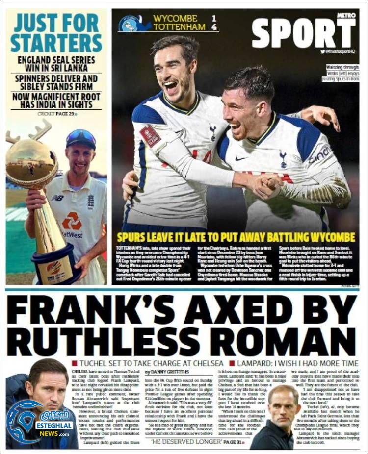 روزنامه ورزشی مترو اسپورت سه شنبه 7 بهمن 1399