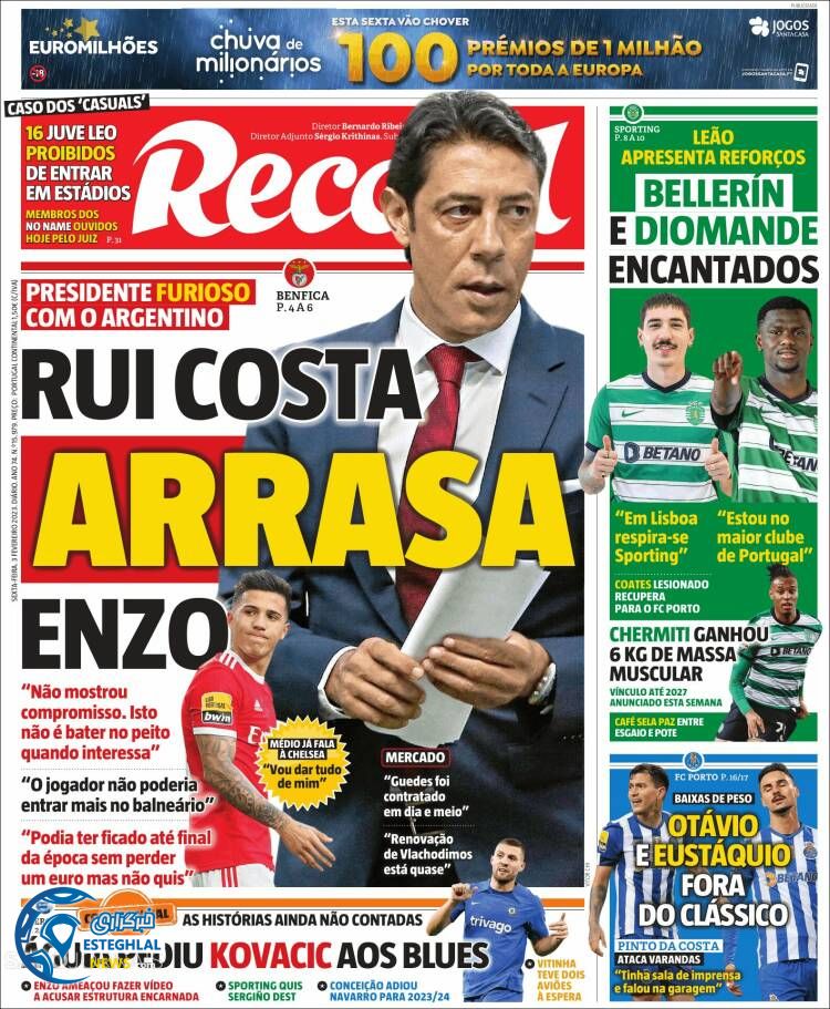 روزنامه ورزشی رکورد جمعه 14 بهمن 1401 