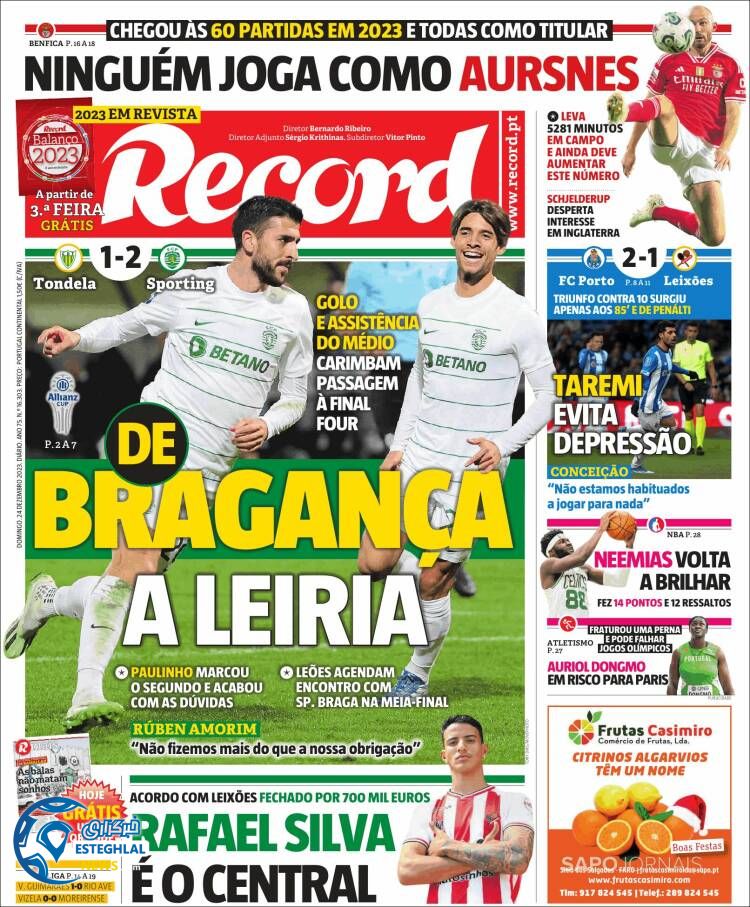 روزنامه ورزشی رکورد یکشنبه 3 دی 1402  