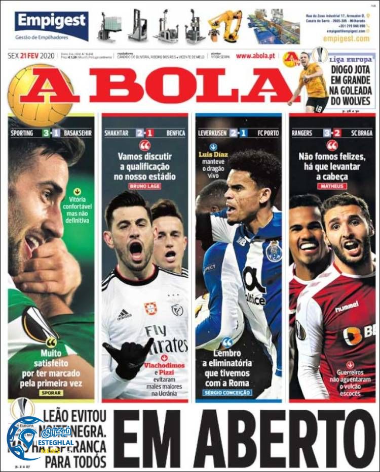 روزنامه ورزشی آبولا جمعه 2 اسفند 1398