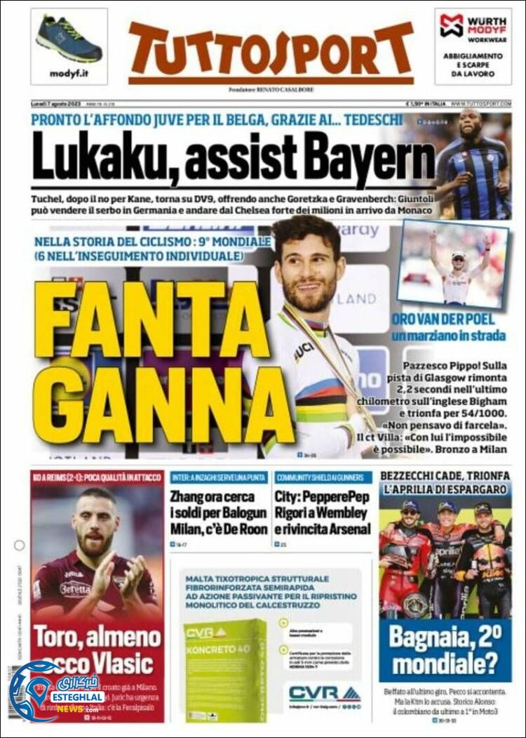 روزنامه ورزشی توتو اسپورت دوشنبه 16 مرداد 1402 