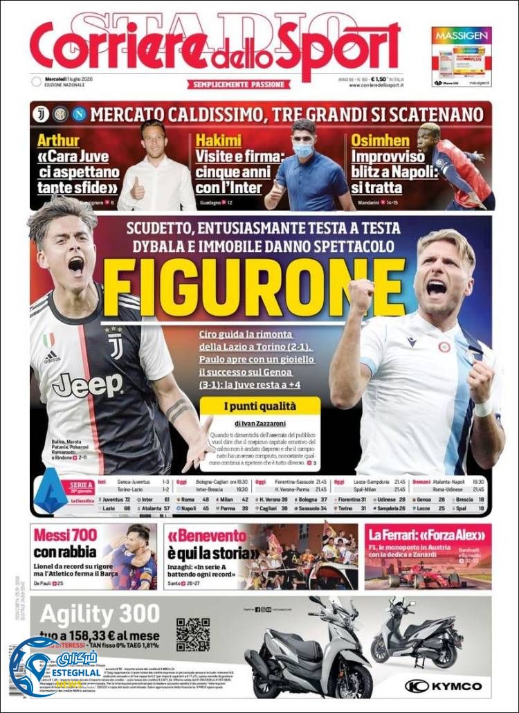 روزنامه ورزشی کوریره دلو اسپورت چهارشنبه 11 تیر 1399