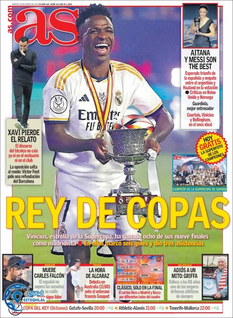 روزنامه ورزشی آ اس سه شنبه 26 دی 1402  