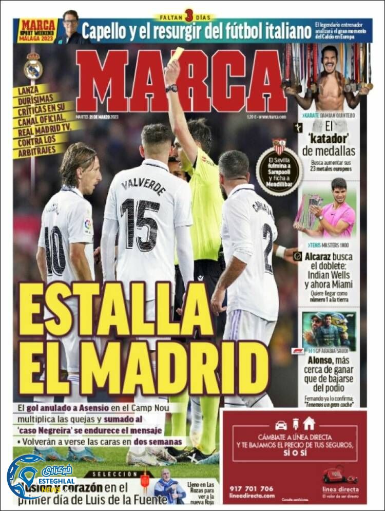 روزنامه های ورزشی مارکا سه شنبه 1 فروردین 1402 