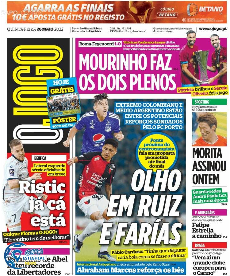 روزنامه ورزشی اوجوگو پنجشنبه 5 خرداد 1401