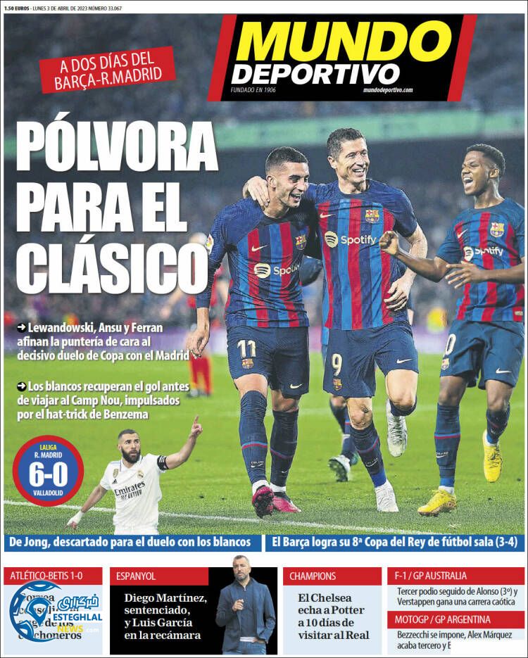 روزنامه ورزشی موندو دپوزتیوو دوشنبه 14 فروردین 1402 