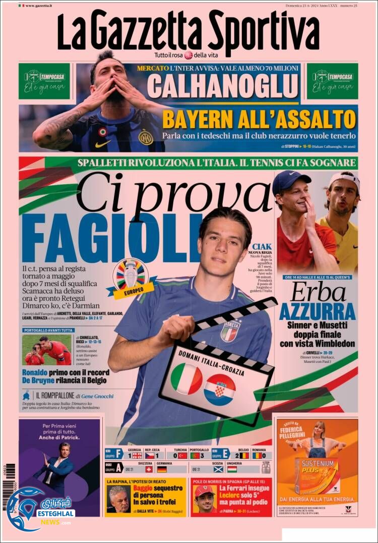 روزنامه ورزشی گاتزتا دلو اسپورت یکشنبه 3 تیر 1403 