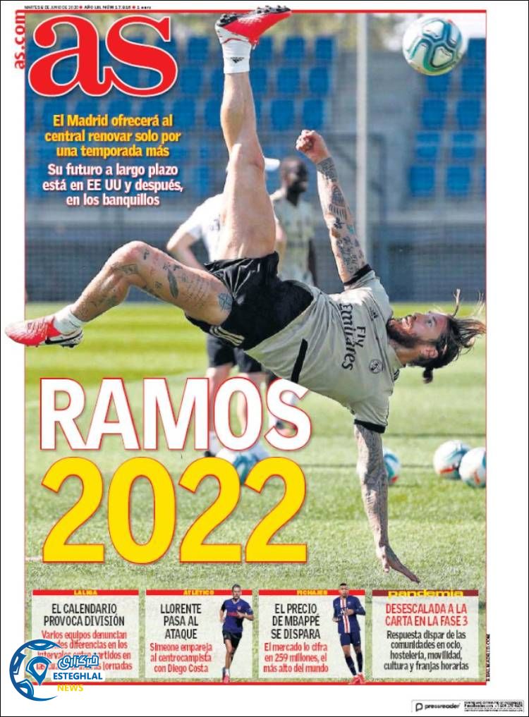 روزنامه ورزشی آاس سه شنبه 20 خرداد 1399