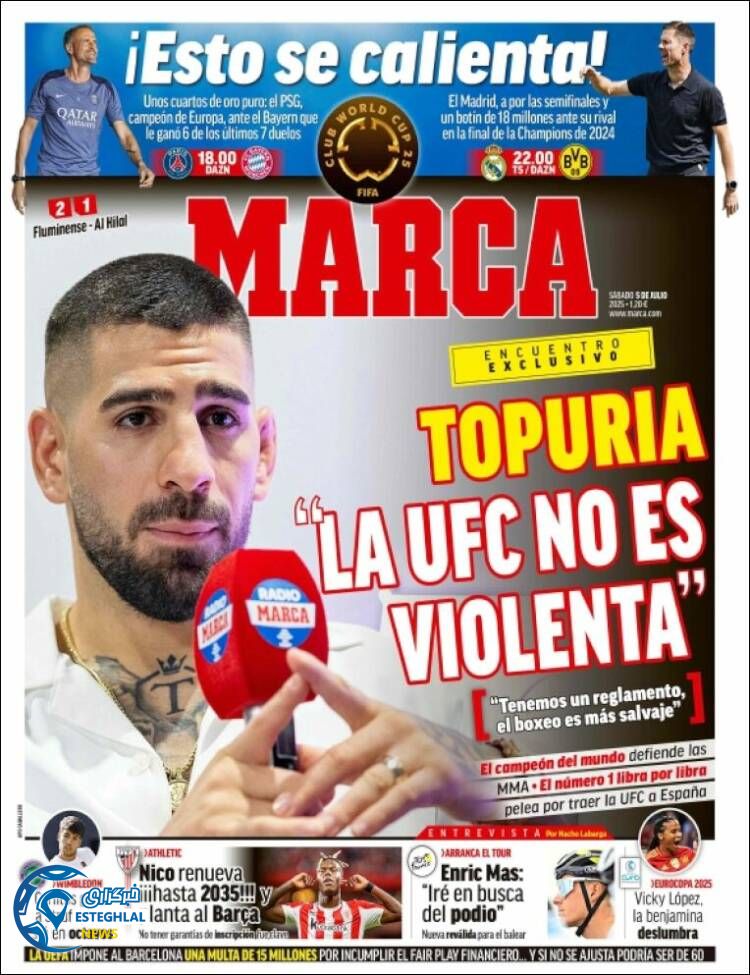 روزنامه ورزشی مارکا شنبه 14 تیر 1404  