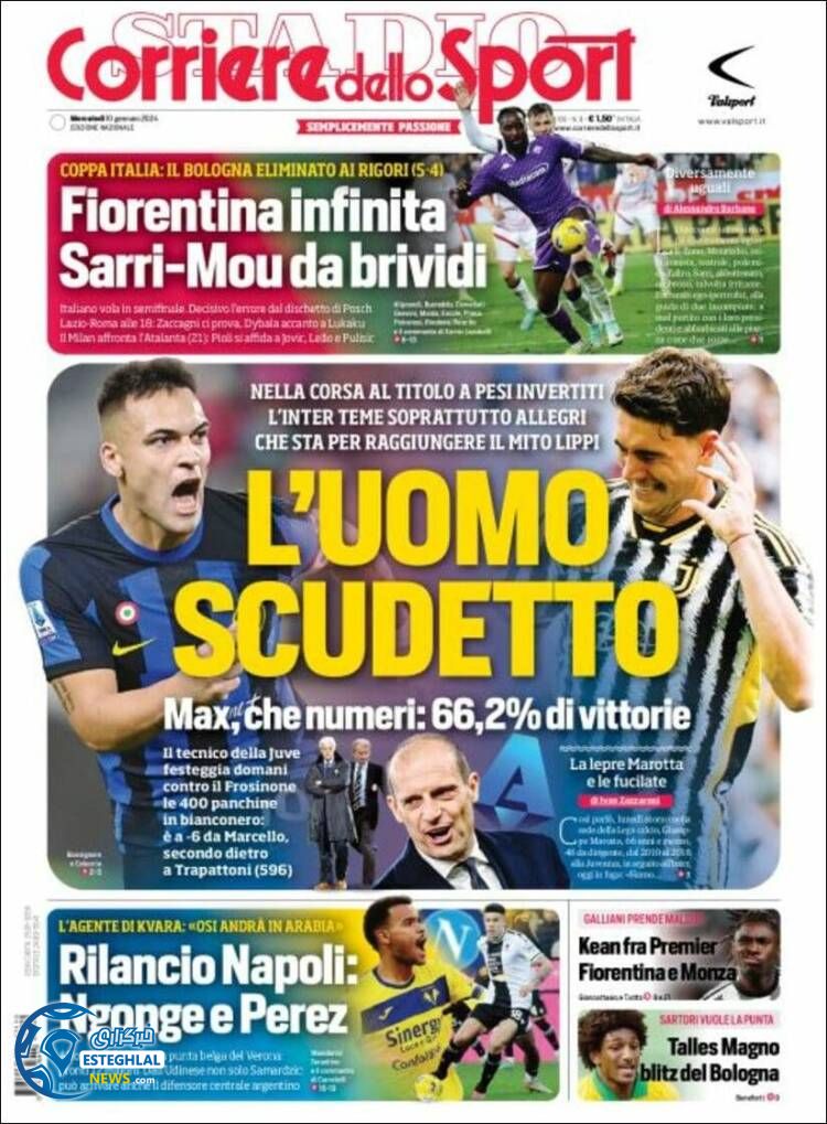 روزنامه ورزشی کوریره دلو اسپورت چهارشنبه 20 دی 1402 