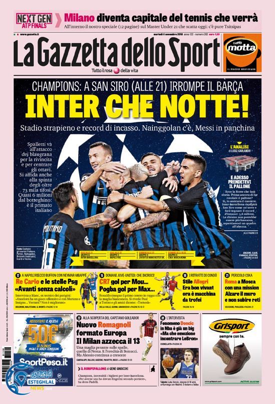 روزنامه ورزشی گاتزتا دلو اسپورت سه شنبه 15 آبان 1397