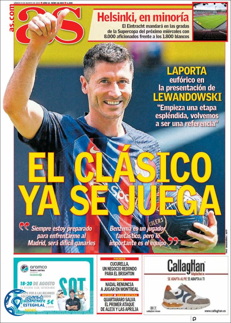 روزنامه ورزشی آ اس شنبه 15 مرداد 1401