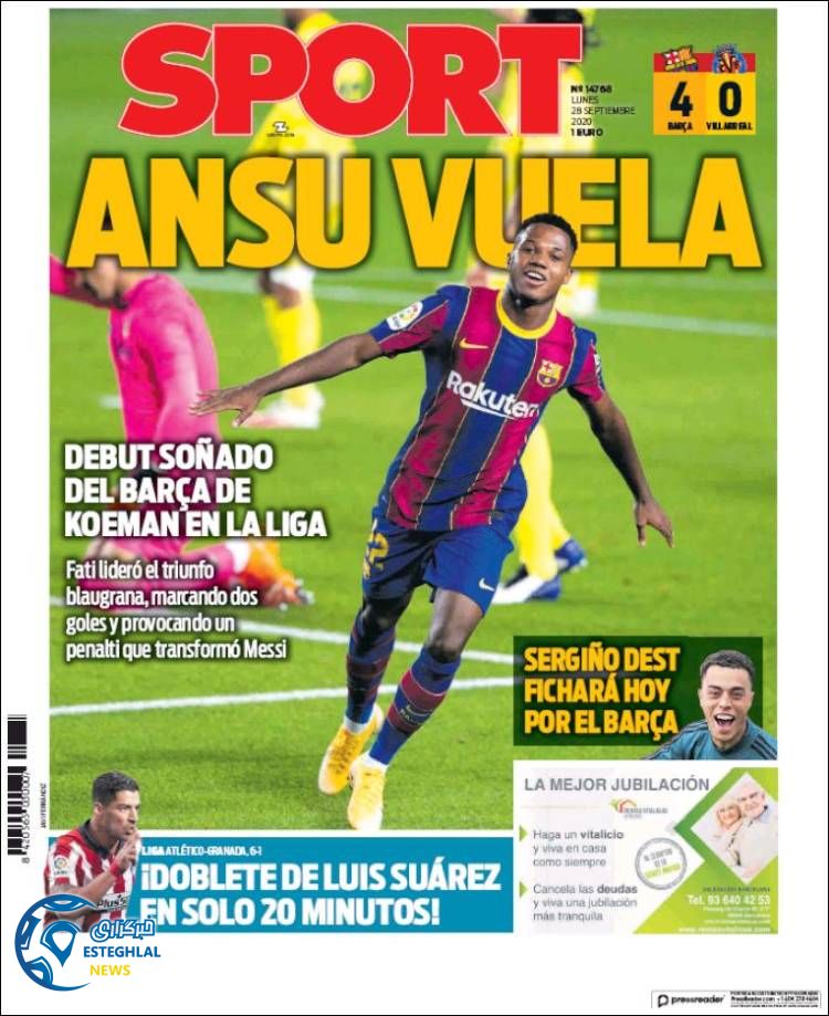 روزنامه ورزشی اسپورت دوشنبه 7 مهر 1399