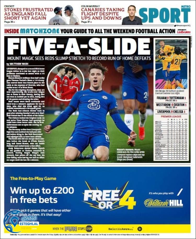 روزنامه ورزشی مترو اسپورت جمعه 15 اسفند 1399